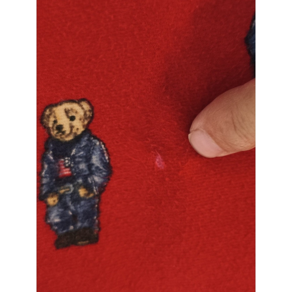 Polo Ralph Lauren Polo Bear PJ Pajama Pants Bear wearing American Flag logo sz L - Picture 6 of 8